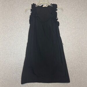 LA Made from Anthropologie Black Sleeveless Ruffle Dress A Line with Belt Size S